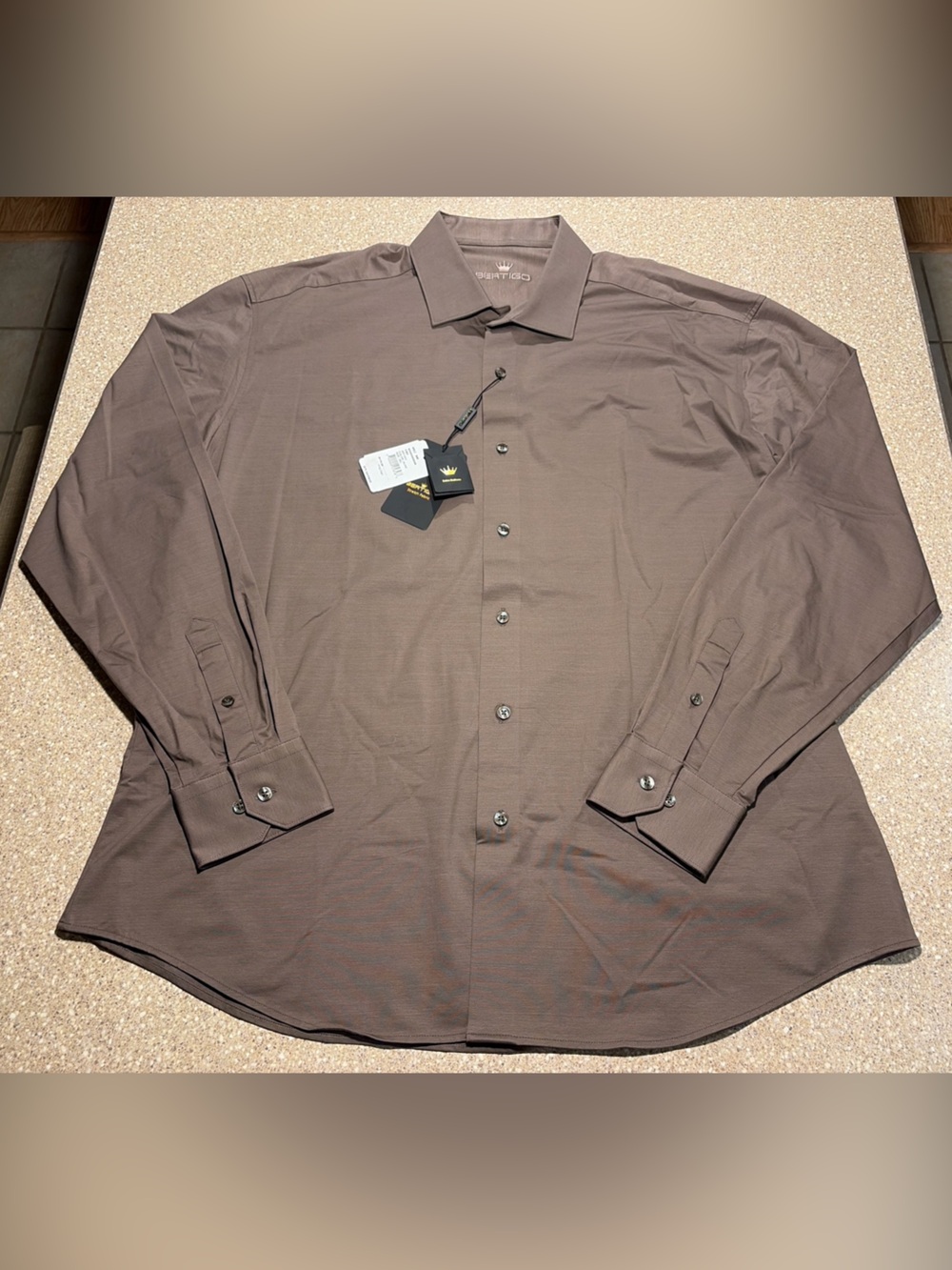 NWT Bertigo Justo Button Down Dress Shirt Olive Brown Men’s 3XL $179